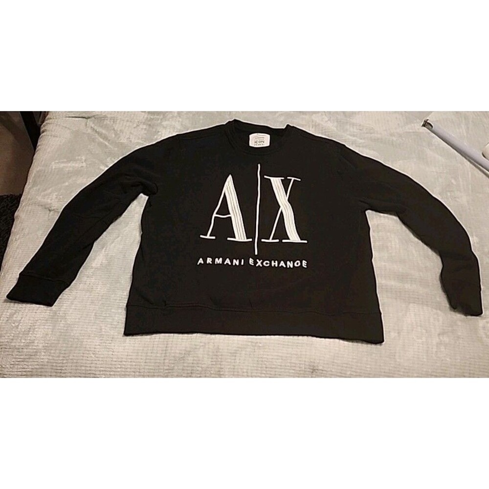 Armani Exchange Black AX Icon Crewneck Sweatshirt Size Large